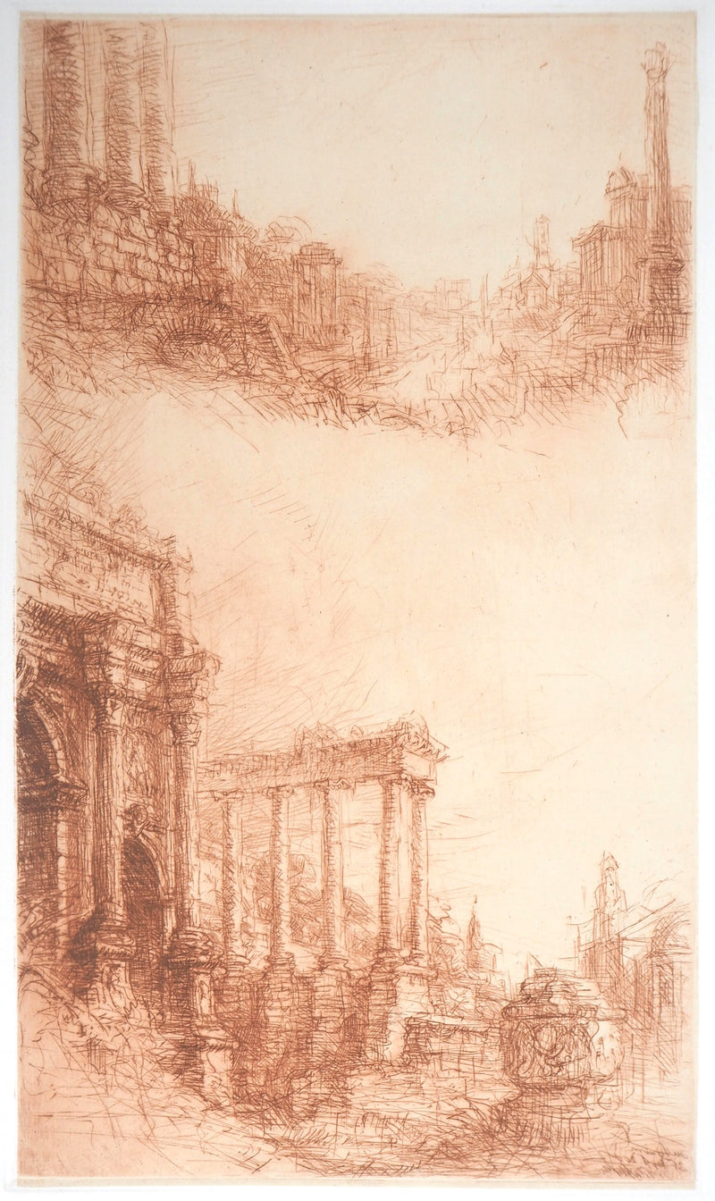 Jean-Michel MATHIEUX-MARIE : Forum romain - Gravure (détail)