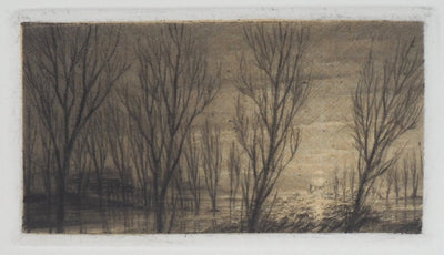 Jean-Michel MATHIEUX-MARIE : Lac au crépuscule - Gravure