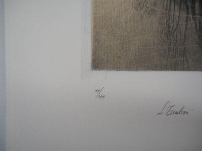 Jean-Michel MATHIEUX-MARIE : L'Escalier au quai de la Seine, Paris - Gravure (détail)