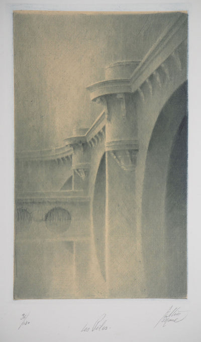 Jean-Michel MATHIEUX-MARIE : Piles du Pont Neuf, Les Piles - Gravure