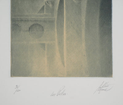 Jean-Michel MATHIEUX-MARIE : Piles du Pont Neuf, Les Piles - Gravure (détail)