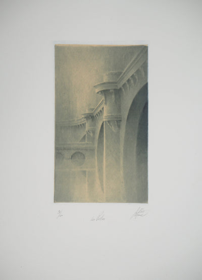 Jean-Michel MATHIEUX-MARIE : Piles du Pont Neuf, Les Piles - Gravure (détail)