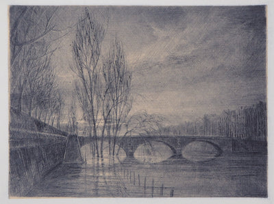 Jean-Michel MATHIEUX-MARIE : Pont Louis-Philippe, Paris - Gravure