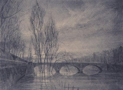 Jean-Michel MATHIEUX-MARIE : Pont Louis-Philippe, Paris - Gravure (détail)
