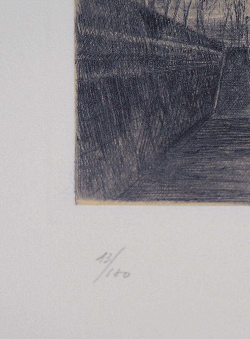 Jean-Michel MATHIEUX-MARIE : Pont Louis-Philippe, Paris - Gravure (détail)