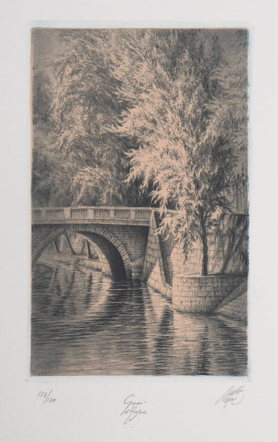 Jean-Michel MATHIEUX-MARIE : Quai d'Anjou, Paris - Gravure