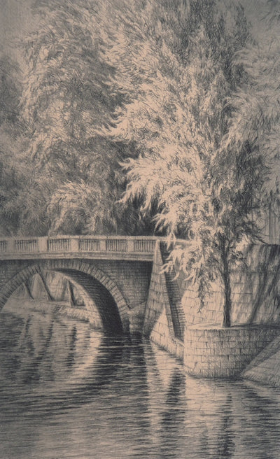 Jean-Michel MATHIEUX-MARIE : Quai d'Anjou, Paris - Gravure (détail)
