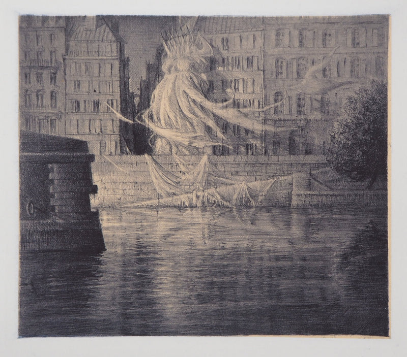 Jean-Michel MATHIEUX-MARIE : Quai Henri IV, Paris - Gravure