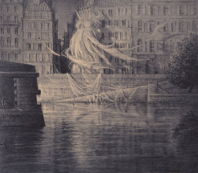 Jean-Michel MATHIEUX-MARIE : Quai Henri IV, Paris - Gravure (détail)