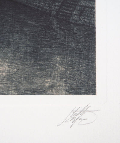 Jean-Michel MATHIEUX-MARIE : Quai de l'horloge, Paris - Gravure (détail)