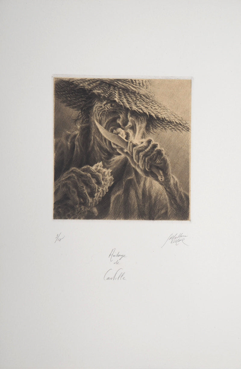 Jean-Michel MATHIEUX-MARIE : Regard bestial - Gravure (détail)