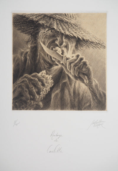Jean-Michel MATHIEUX-MARIE : Regard bestial - Gravure (détail)