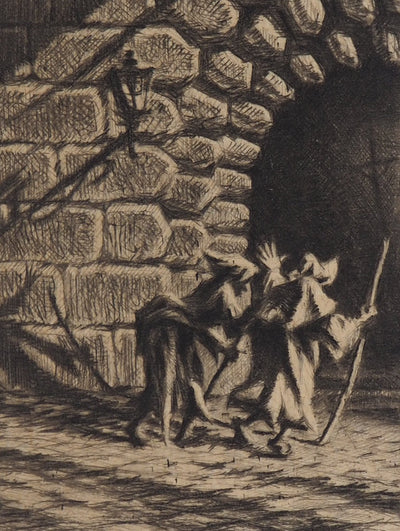 Jean-Michel MATHIEUX-MARIE : Son de dimanche - Gravure (détail)