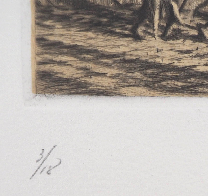 Jean-Michel MATHIEUX-MARIE : Son de dimanche - Gravure (détail)