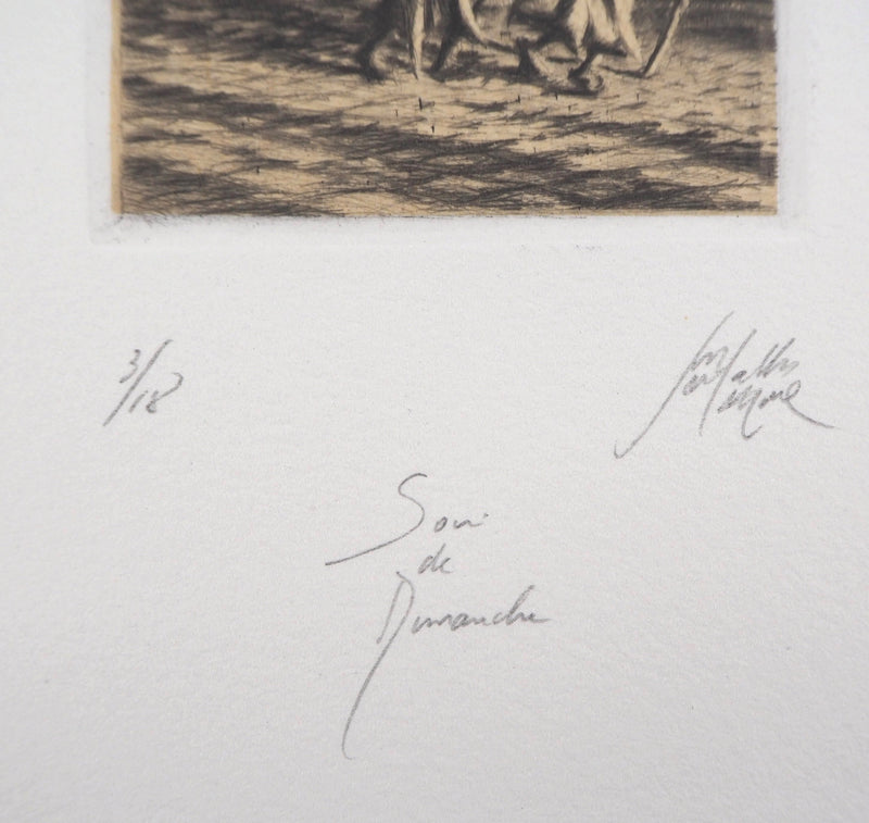 Jean-Michel MATHIEUX-MARIE : Son de dimanche - Gravure (détail)