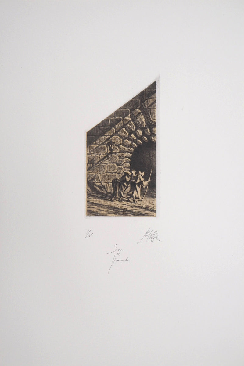 Jean-Michel MATHIEUX-MARIE : Son de dimanche - Gravure (détail)