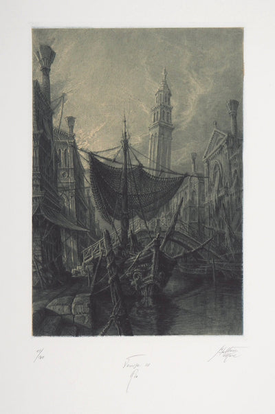 Jean-Michel MATHIEUX-MARIE : Venise, la ville sur l'eau - Gravure