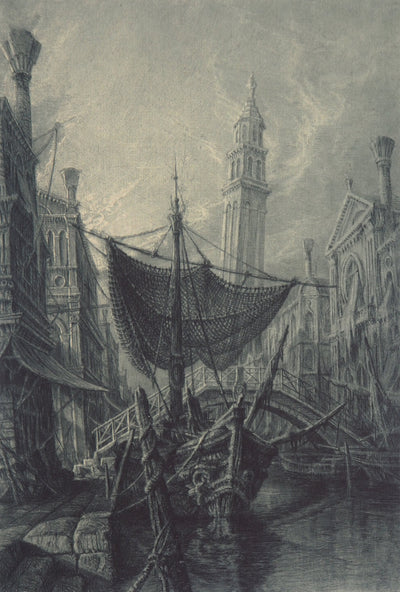 Jean-Michel MATHIEUX-MARIE : Venise, la ville sur l'eau - Gravure (détail)