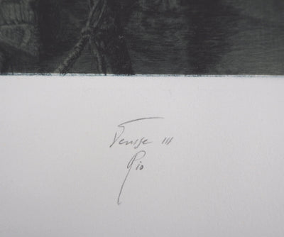 Jean-Michel MATHIEUX-MARIE : Venise, la ville sur l'eau - Gravure (détail)