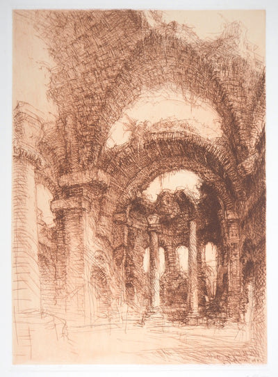 Jean-Michel MATHIEUX-MARIE : Villa d'Hadrien - Gravure
