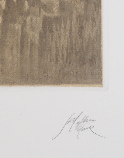 Jean-Michel MATHIEUX-MARIE : Ville de ruines - Gravure (détail)