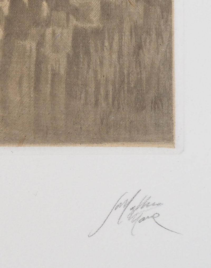 Jean-Michel MATHIEUX-MARIE : Ville de ruines - Gravure (détail)