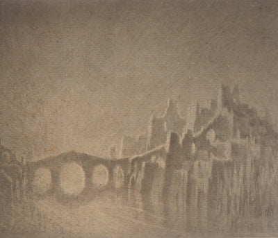 Jean-Michel MATHIEUX-MARIE : Ville de ruines - Gravure (détail)