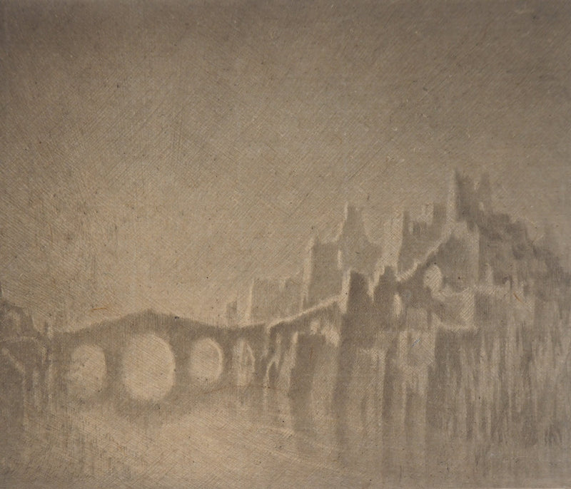 Jean-Michel MATHIEUX-MARIE : Ville de ruines - Gravure (détail)