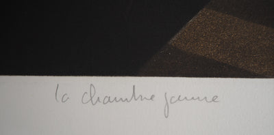 Michel MATHONNAT : La Chambre jaune - Gravure (détail)