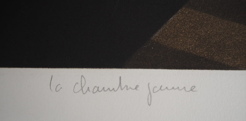 Michel MATHONNAT : La Chambre jaune - Gravure (détail)