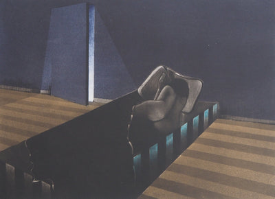 Michel MATHONNAT : La Chambre jaune - Gravure (détail)