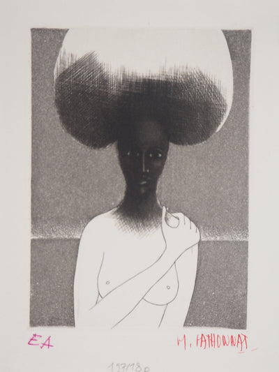 Michel MATHONNAT : Femme champignon - Gravure