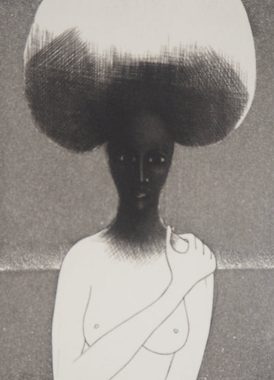 Michel MATHONNAT : Femme champignon - Gravure (détail)