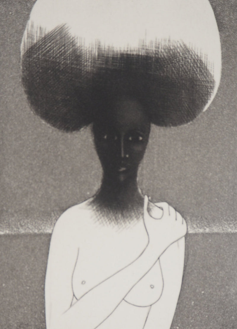 Michel MATHONNAT : Femme champignon - Gravure (détail)