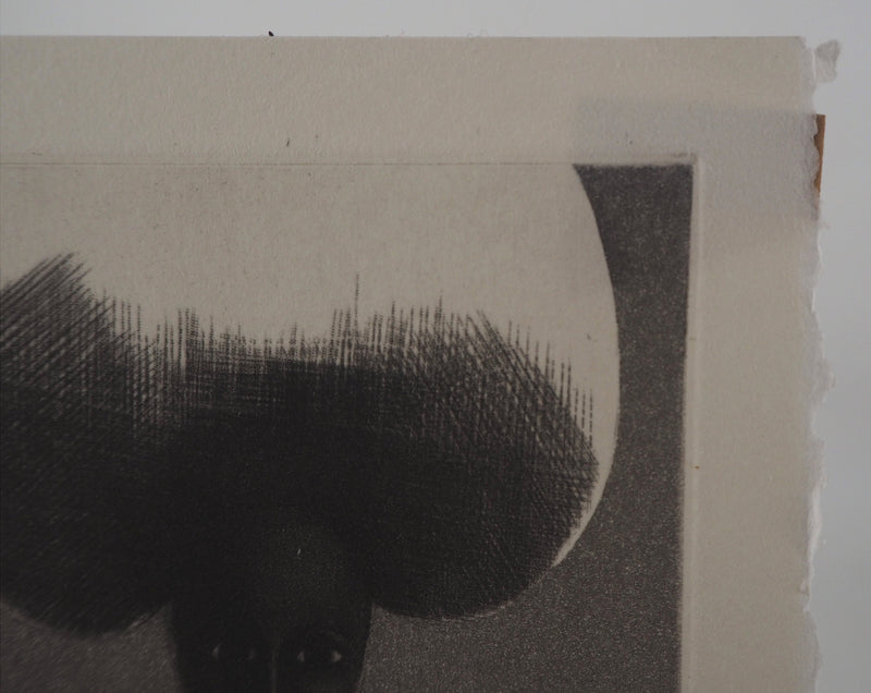 Michel MATHONNAT : Femme champignon - Gravure (détail)