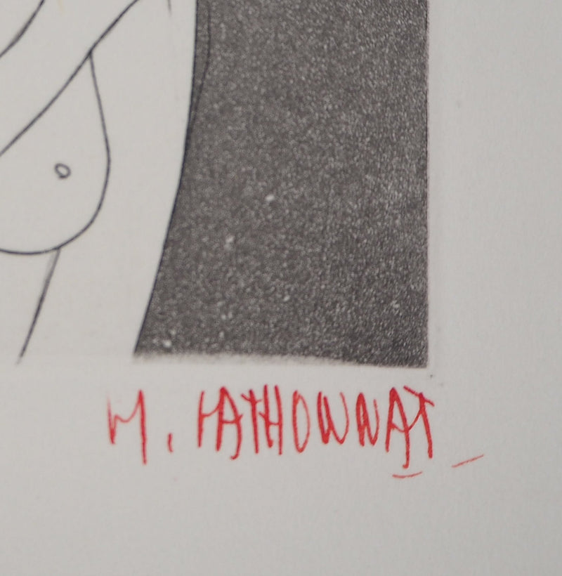 Michel MATHONNAT : Femme champignon - Gravure (détail)