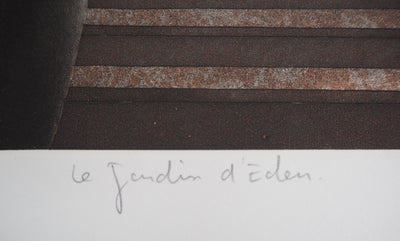 Michel MATHONNAT : Le jardin d'Eden - Gravure (détail)