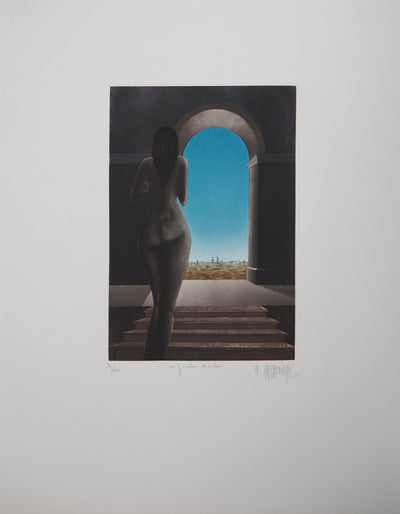Michel MATHONNAT : Le jardin d'Eden - Gravure (détail)