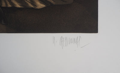 Michel MATHONNAT : Et la mer s'est retirée - Gravure (détail)