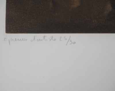 Michel MATHONNAT : Et la mer s'est retirée - Gravure (détail)