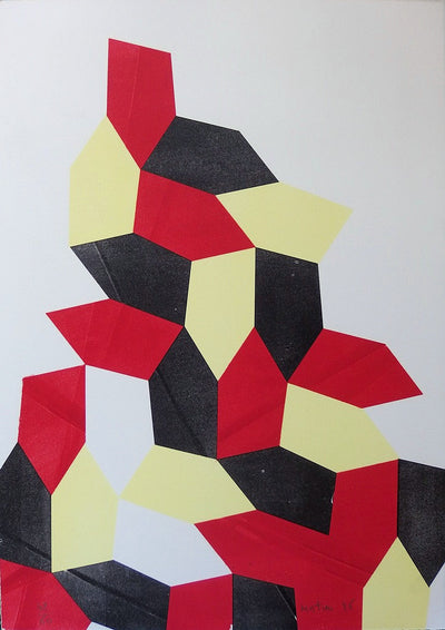  MATIEU : Montagne cubiste géométrique - Lithographie