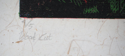 Reno MEGY SETIAWAN : Wild Rose I - Gravure sur bois (détail)