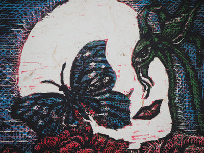 Reno MEGY SETIAWAN : Wild Rose I - Gravure sur bois (détail)