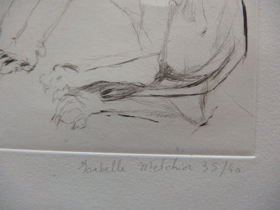 Isabelle MELCHIOR : Lion dompté par le faune de la vigne - Gravure (détail)