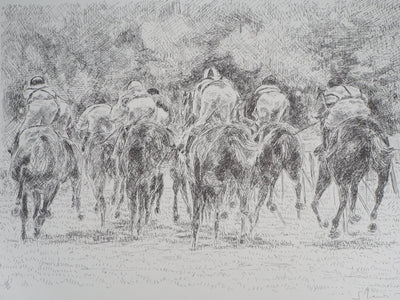 Serge MENDJISKY : Course vu de dos - Lithographie
