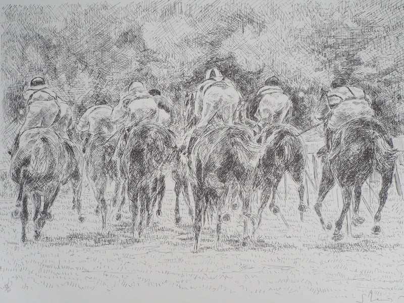 Serge MENDJISKY : Course vu de dos - Lithographie