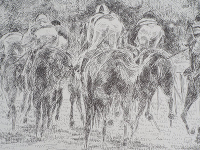 Serge MENDJISKY : Course vu de dos - Lithographie (détail)