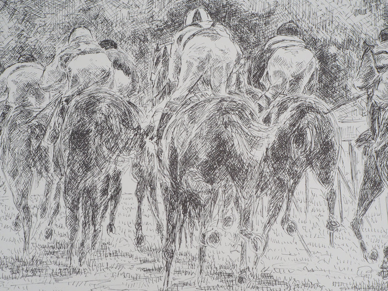 Serge MENDJISKY : Course vu de dos - Lithographie (détail)