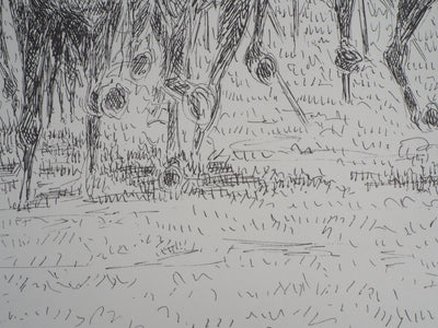 Serge MENDJISKY : Course vu de dos - Lithographie (détail)