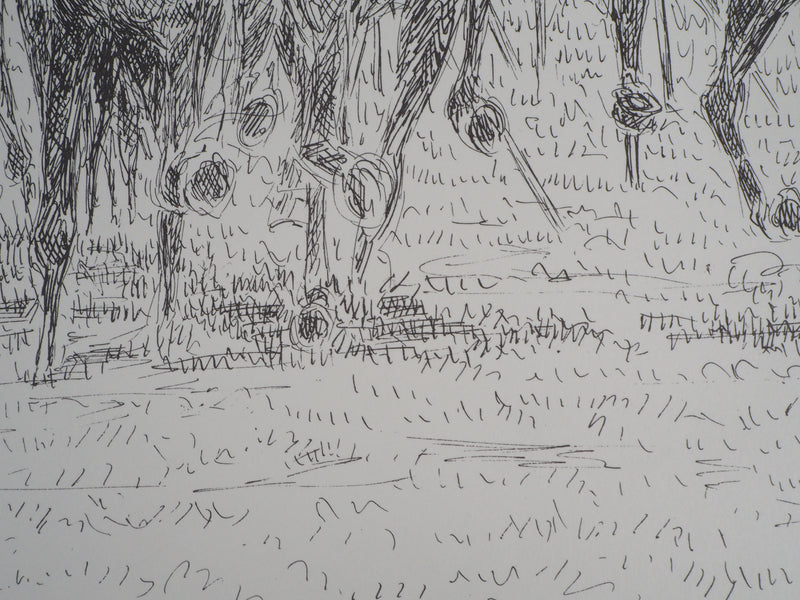 Serge MENDJISKY : Course vu de dos - Lithographie (détail)